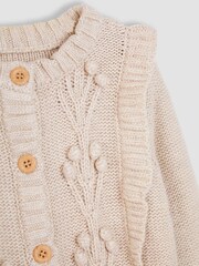 JoJo Maman Bébé Natural Frill Shoulder Cardigan - Image 5 of 5
