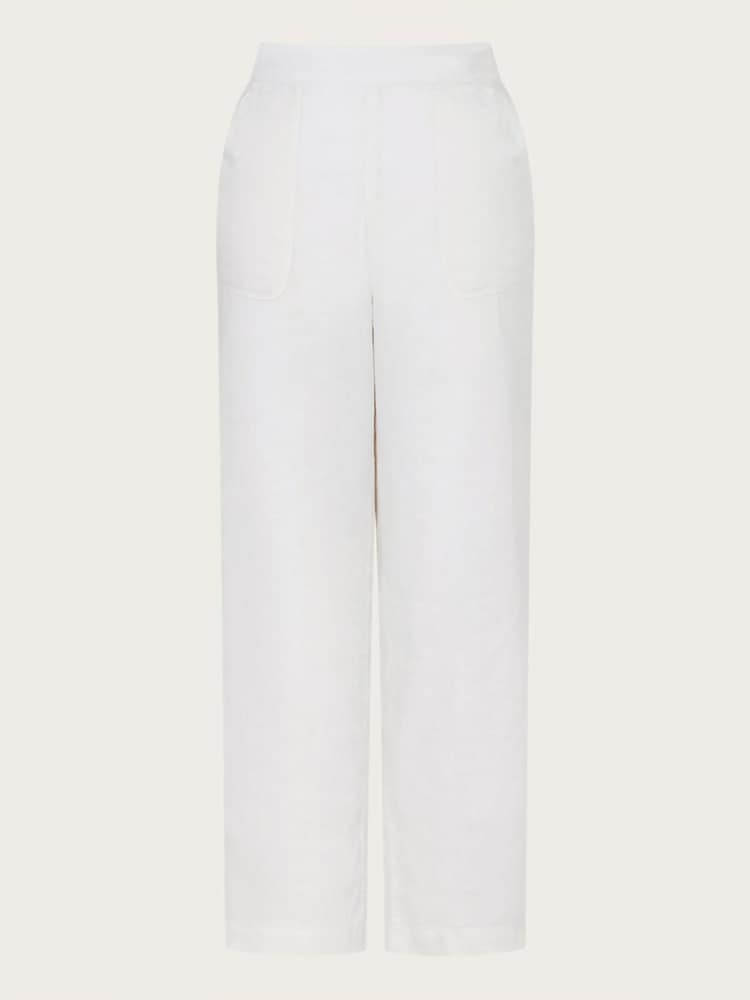 Monsoon White Short Length Parker 100% Linen Trousers - Image 5 of 5