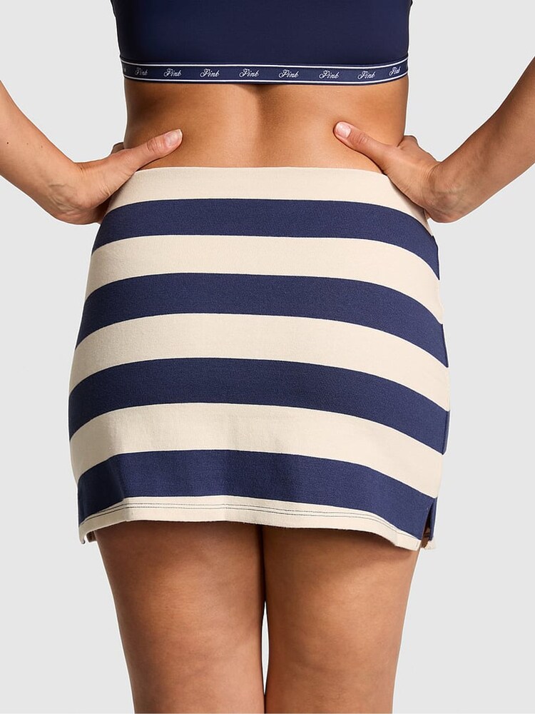 Victoria's Secret PINK Midnight Navy Blue Stripe Rugby Mini Skirt - Image 2 of 3