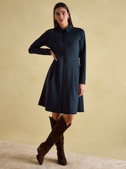 Joules Tallie Navy Long Sleeve Jersey Ponte Dress - Image 1 of 6