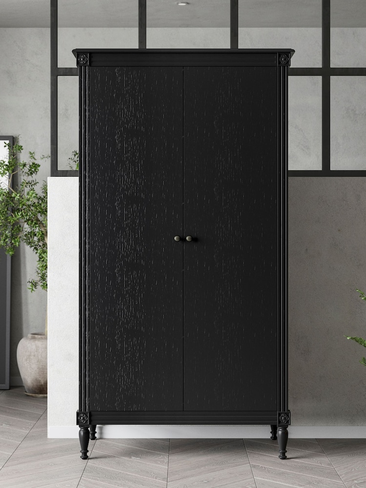 Feather & Black Black Casterton Double 2 Drawer Wooden Wardrobe - Image 1 of 3