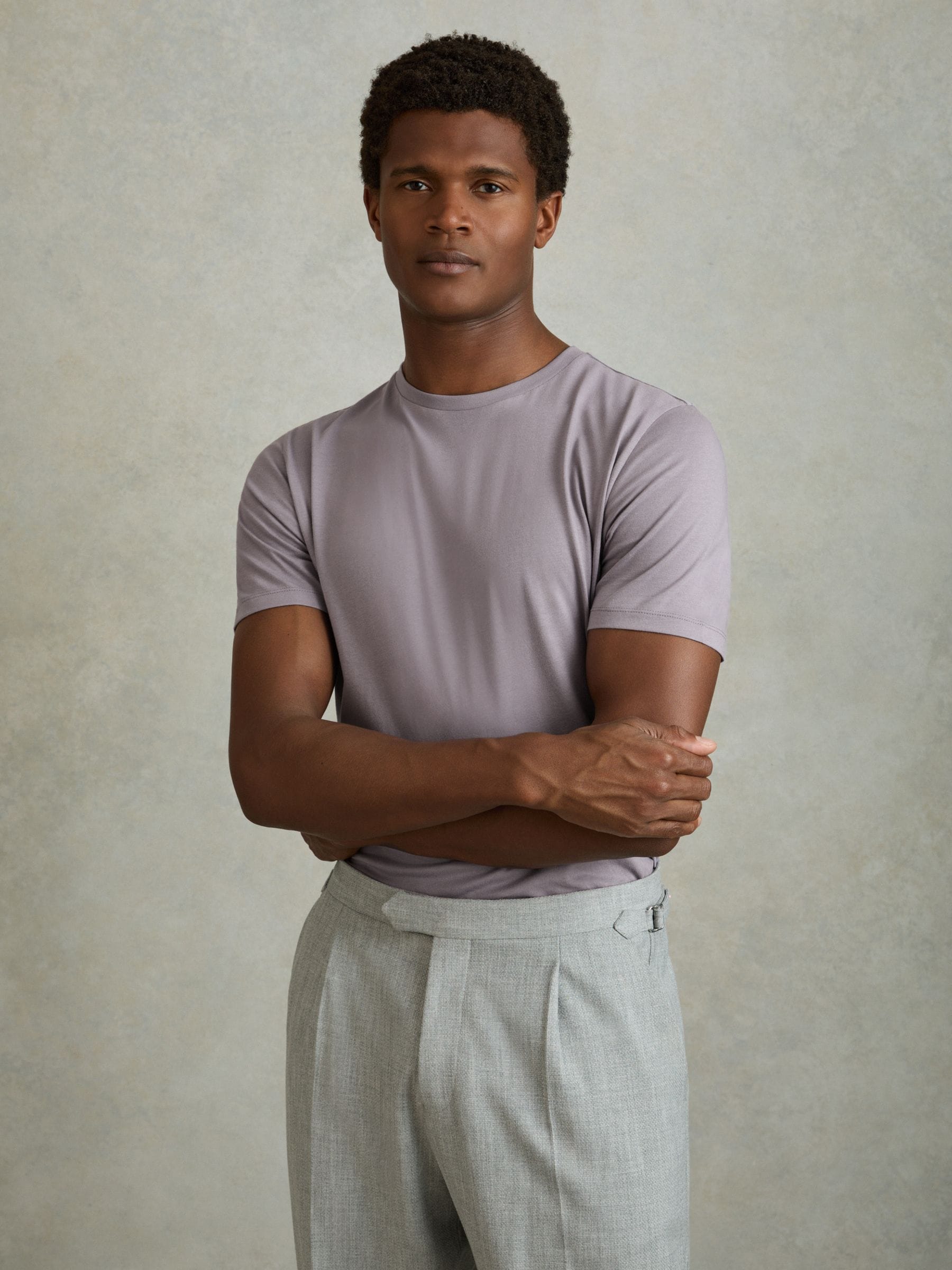 Reiss Purple Cosmic Sky Bless Cotton Crew Neck T-shirt