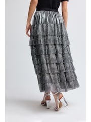 Silver Mesh Tulle Midi Skirt - Image 4 of 8