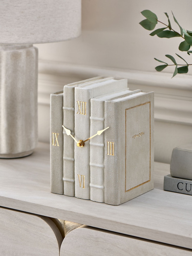 Beige Chic Books Clock - Image 1 of 3