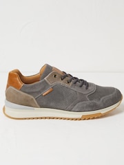 FatFace Wells Grey Leather Runner Trainers - Image 1 of 3