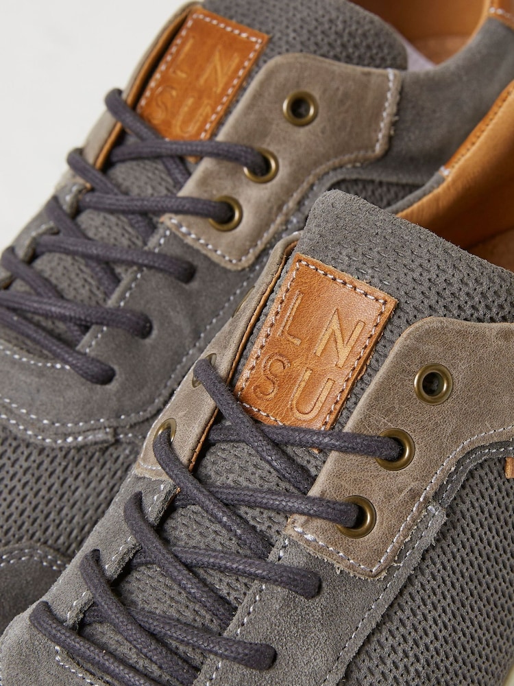 FatFace Wells Grey Leather Runner Trainers - Image 3 of 3