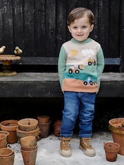 JoJo Maman Bébé Green Farm Button Detail Jumper - Image 1 of 7