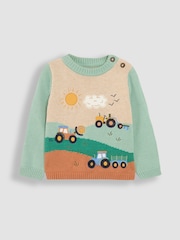 JoJo Maman Bébé Green Farm Button Detail Jumper - Image 5 of 7