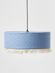 Oliver Bonas Blue Alma Boucle Tassel 100% Cotton Lamp Shade - Image 3 of 3