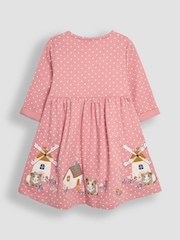 JoJo Maman Bébé Pink Guinea Pig Appliqué Button Front Dress - Image 2 of 3