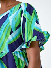 Roman Green Abstract Print Tiered Smock Dress - Image 5 of 5