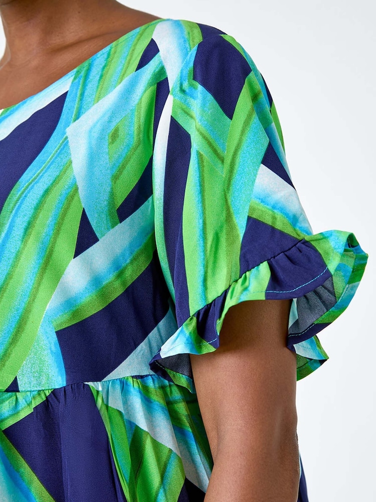 Roman Abstract Print Tiered Smock Dress - Bild 5 von 5 Roman Abstract Print Tiered Smock Dress - Bild 5 von 5