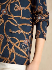 Joules Harbour Navy Bridle Boat Neck Printed Top - Image 5 of 6
