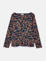 Joules Harbour Navy Bridle Boat Neck Printed Top - Image 6 of 6