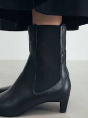 Black Leather Standard/Wide Fit Forever Comfort® Chisel Toe Chelsea Ankle Boots - Image 3 of 11