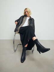 Black Leather Standard/Wide Fit Forever Comfort® Chisel Toe Chelsea Ankle Boots - Image 4 of 11