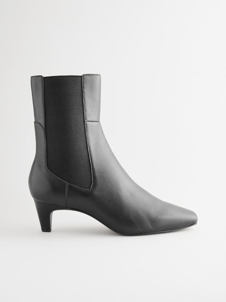 Black Leather Standard/Wide Fit Forever Comfort® Chisel Toe Chelsea Ankle Boots - Image 7 of 11