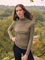 Green Long Sleeve Ribbed Roll Neck Top - Image 2 of 4