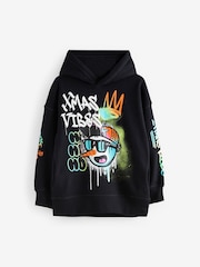 Black Snowman Christmas Graphic 100% Cotton Hoodie (3-16yrs) - Image 1 of 4