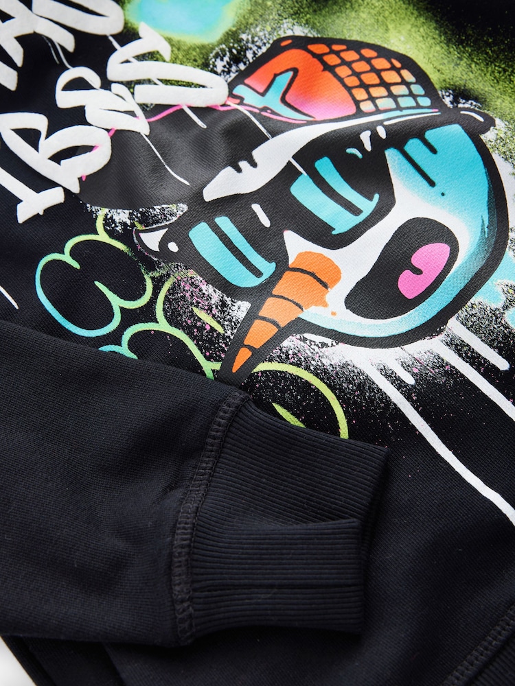 Black Snowman Christmas Graphic 100% Cotton Hoodie (3-16yrs) - Image 3 of 4