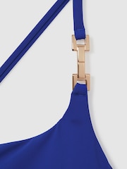 Reiss Cobalt Blue Olive Asymmetric Cross-Back Swimsuit - Image 5 of 5