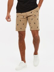 Threadbare Brown 100% Cotton Embroidered Chino Shorts - Image 1 of 4
