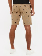 Threadbare Brown 100% Cotton Embroidered Chino Shorts - Image 2 of 4