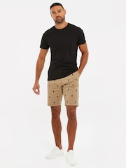 Threadbare Brown 100% Cotton Embroidered Chino Shorts - Image 3 of 4
