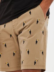Threadbare Brown 100% Cotton Embroidered Chino Shorts - Image 4 of 4