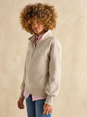 Joules Racquet Cream Cotton Marl Half Zip Sweatshirt - Image 1 of 6