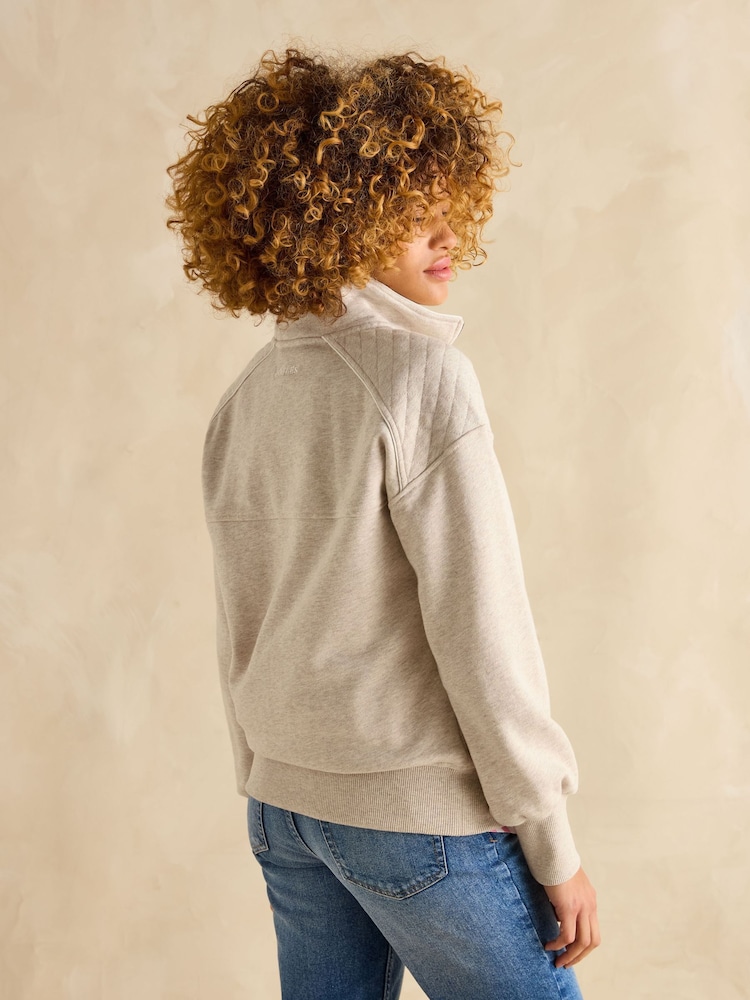 Joules Racquet Cream Cotton Marl Half Zip Sweatshirt - Image 2 of 6