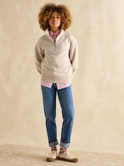 Joules Racquet Cream Cotton Marl Half Zip Sweatshirt - Image 3 of 6