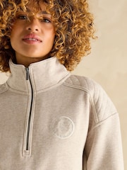 Joules Racquet Cream Cotton Marl Half Zip Sweatshirt - Image 4 of 6