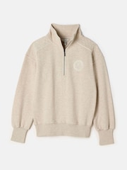 Joules Racquet Cream Cotton Marl Half Zip Sweatshirt - Image 6 of 6