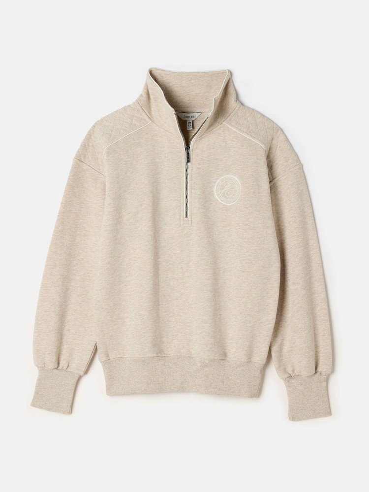 Joules Racquet Cream Cotton Marl Half Zip Sweatshirt - Image 6 of 6