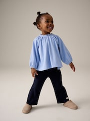 Blue Long Sleeve Gathered Neck Blouse (3mths-7yrs) - Image 1 of 6