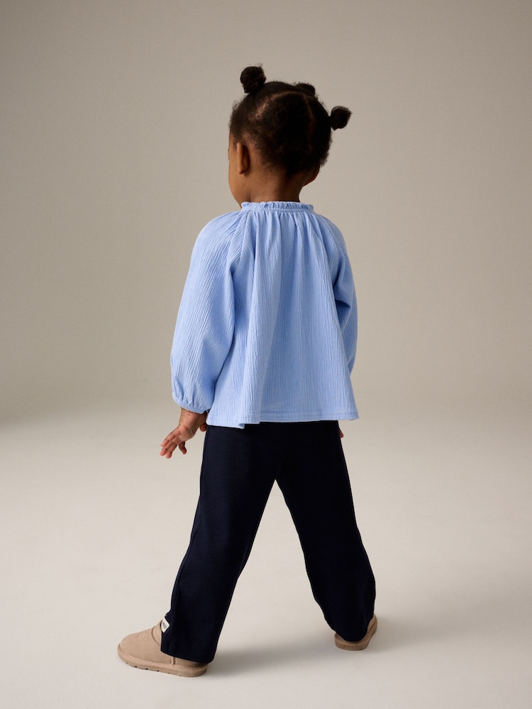 Blue Long Sleeve Gathered Neck Blouse (3mths-7yrs) - Image 2 of 6