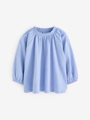 Blue Long Sleeve Gathered Neck Blouse (3mths-7yrs) - Image 4 of 6