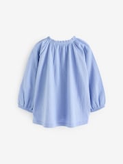 Blue Long Sleeve Gathered Neck Blouse (3mths-7yrs) - Image 5 of 6