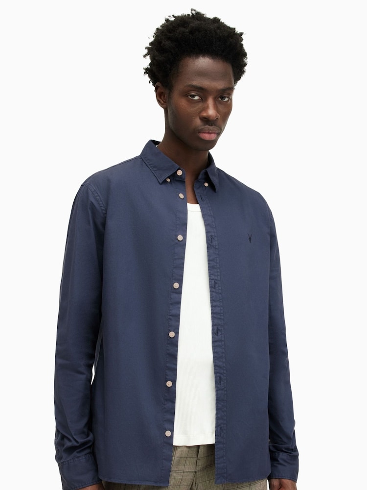 AllSaints Blue Hawthorne Shirt - Image 1 of 6