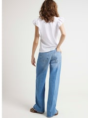 River Island White Broderie Frill Sleeve 100% Cotton Top - Image 2 of 4