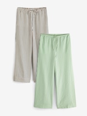 Green/Black Textured Stripe Wide Leg Trousers 2 Pack - Image 9 of 13