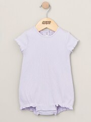 Mamas & Papas Purple Organic 100% Cotton Rib Heather Frill Romper - Image 1 of 2