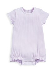 Mamas & Papas Purple Organic 100% Cotton Rib Heather Frill Romper - Image 2 of 2