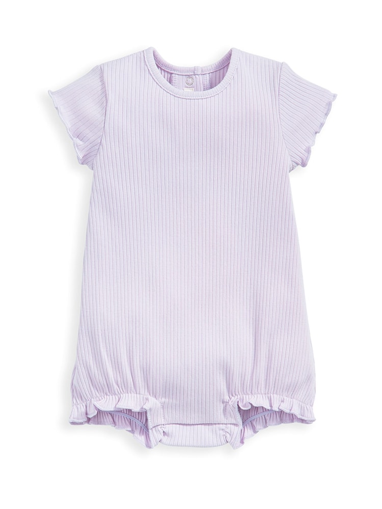 Mamas & Papas Purple Organic 100% Cotton Rib Heather Frill Romper - Image 2 of 2