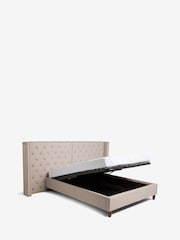 Wool Blend Natural Stone Grayson Upholstered Hotel Ottoman Storage Bed Frame - Image 6 of 7