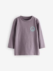 Lilac Purple Face Long Sleeves Semi Plain T-Shirt (3mths-7yrs) - Image 1 of 3