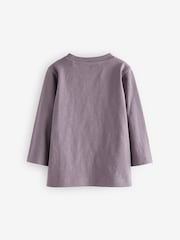 Lilac Purple Face Long Sleeves Semi Plain T-Shirt (3mths-7yrs) - Image 2 of 3