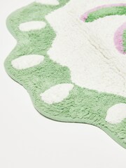 Oliver Bonas Green Palm Tree Round Scallop Bathmat - Image 3 of 4