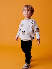 Ecru Marl Dogs 100% Cotton Crew Neck Jumper (3mths-7yrs) - Image 1 of 7